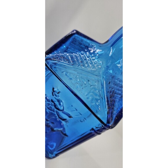 Wheaton Cobalt Blue Glass Bottle Decanter Embossed Paul Revere 1775 Vintage 60s - Picture 5 of 10